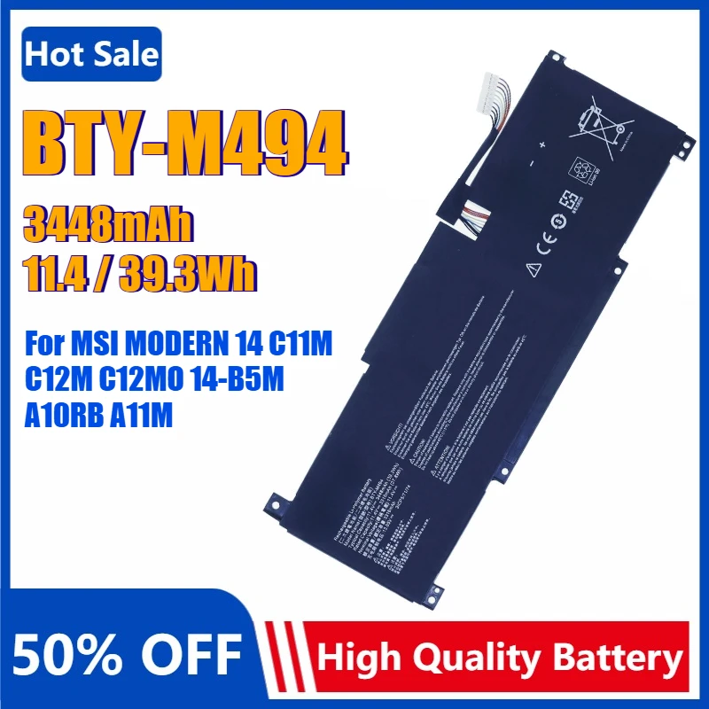 New BTY-M494 Laptop Battery 3448mAh for MSI MODERN 14 C11M-206US C12M C12MO 14-B5M MODERN 15 A10RB A11M A11ML A11MU 3ICP5/71/74
New BTY-M494 Laptop Battery 3448mAh for MSI MODERN 14 C11M-206US C12M C12MO 14-B5M MODERN 15 A10RB A11M A11ML A11MU 3ICP5/71/74