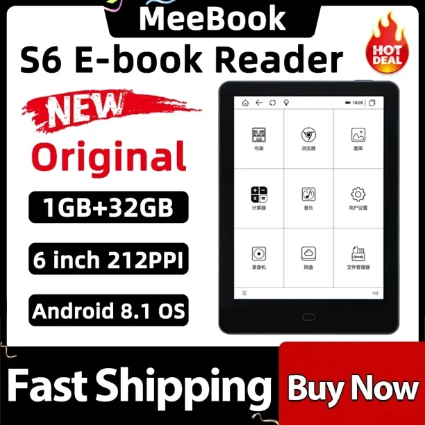 Meebook S6S 6 Inch E-Reader Android 8.0 32GB 212 PPI E Ink Carta Screen Waterproof IPX8 Google Play Store E BOOK
Meebook S6S 6 Inch E-Reader Android 8.0 32GB 212 PPI E Ink Carta Screen Waterproof IPX8 Google Play Store E BOOK