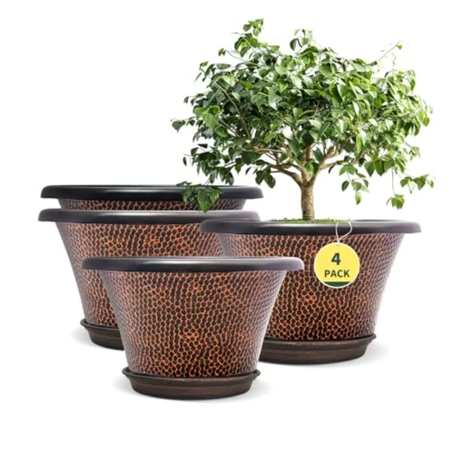 12 Inch Pots for Plants, 4 Pack Large Flower Pots with Drainage Hole and Saucer, Modern Planters for Indoor Outdoor Plants, Dec
12 Inch Pots for Plants, 4 Pack Large Flower Pots with Drainage Hole and Saucer, Modern Planters for Indoor Outdoor Plants, Dec