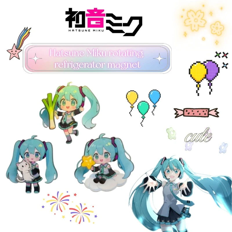 Hatsune Miku anime merchandise cute creative acrylic rotating magnetic refrigerator magnet gift for friends and classmates
Hatsune Miku anime merchandise cute creative acrylic rotating magnetic refrigerator magnet gift for friends and classmates
