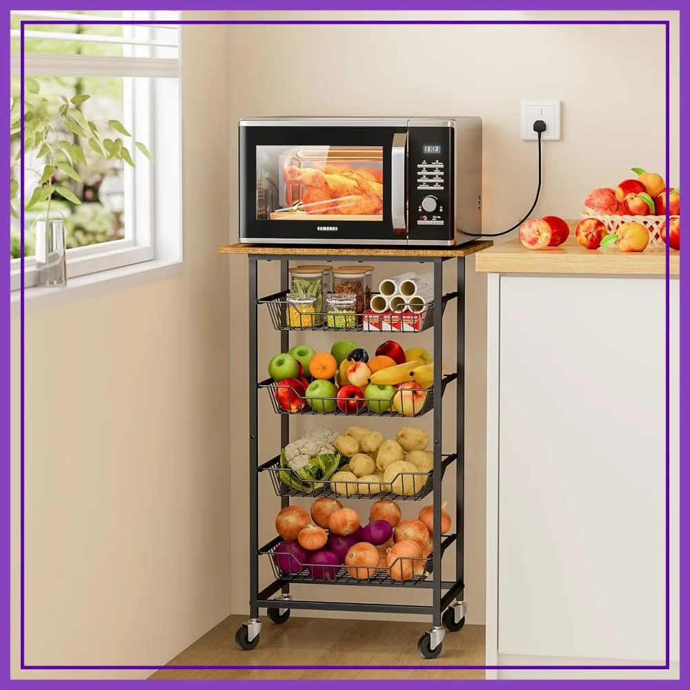 5 Tier Microwave Cart with Fruit Baskets, Rolling Kitchen Storage Stand, Pantry Organizer
5 Tier Microwave Cart with Fruit Baskets, Rolling Kitchen Storage Stand, Pantry Organizer