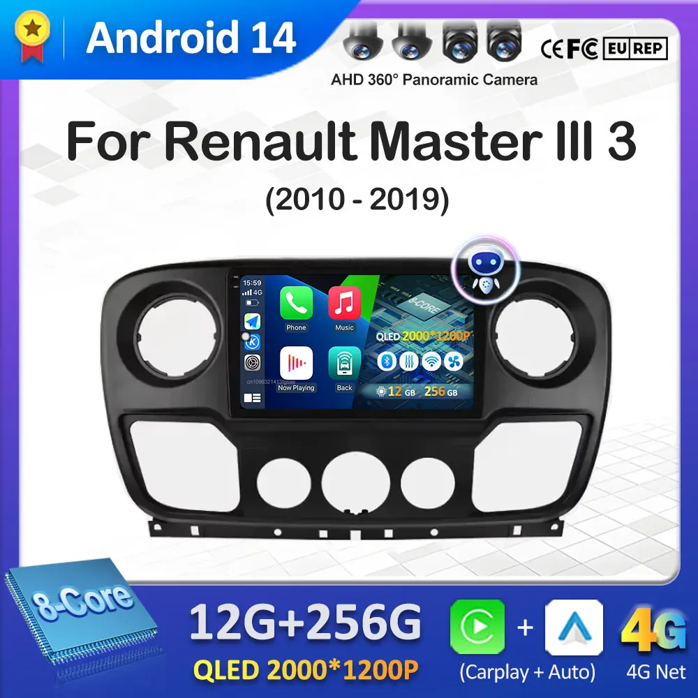 Для Renault Master lll 3 2011-2021 GPS-навигация Автомобильный радиоприемник Видео Мультимедийный плеер Android 14 WIFI Беспроводной головной прибор Carplay
Для Renault Master lll 3 2011-2021 GPS-навигация Автомобильный радиоприемник Видео Мультимедийный плеер Android 14 WIFI Беспроводной головной прибор Carplay