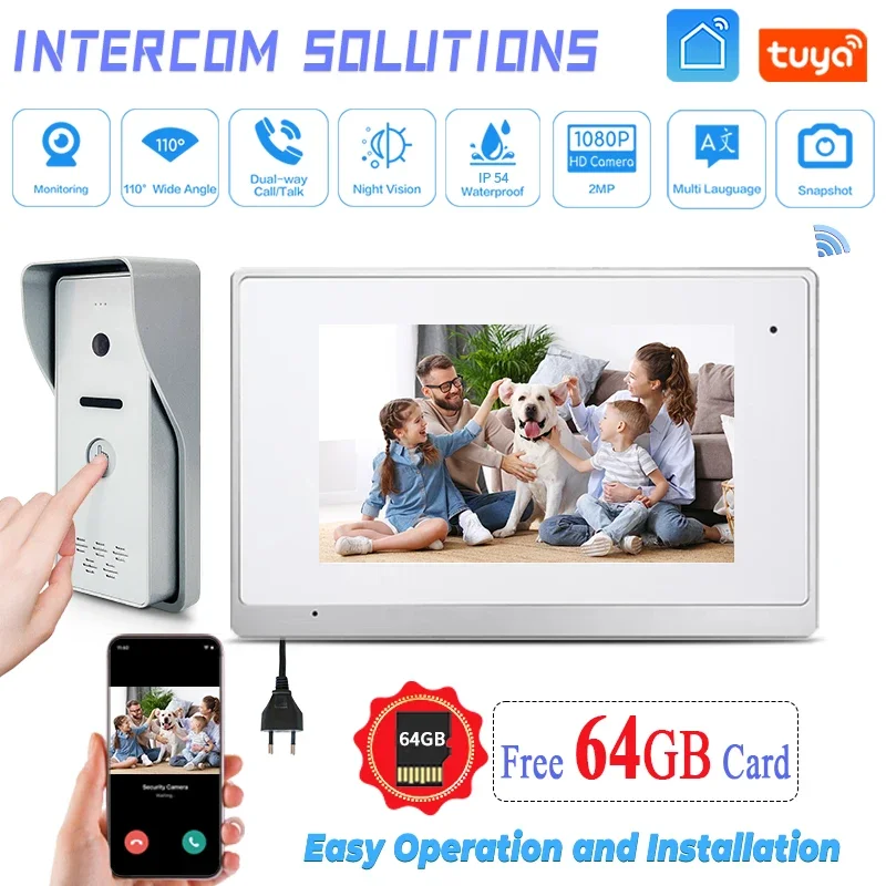 Support Memory Card 1080P Video Intercom For Home Tuya Wired Video Door Phone Access Control System
Support Memory Card 1080P Video Intercom For Home Tuya Wired Video Door Phone Access Control System