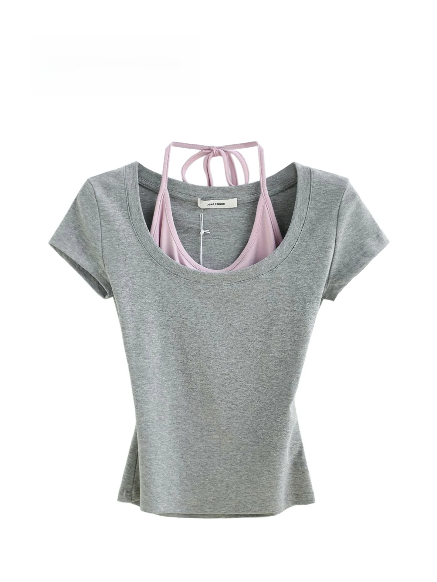 Summer New Style American Retro Hot Girl Short Sleeve T-Shirt U-Neck Collar Color Block Neck Hanging Women's Fashion Top
Summer New Style American Retro Hot Girl Short Sleeve T-Shirt U-Neck Collar Color Block Neck Hanging Women's Fashion Top