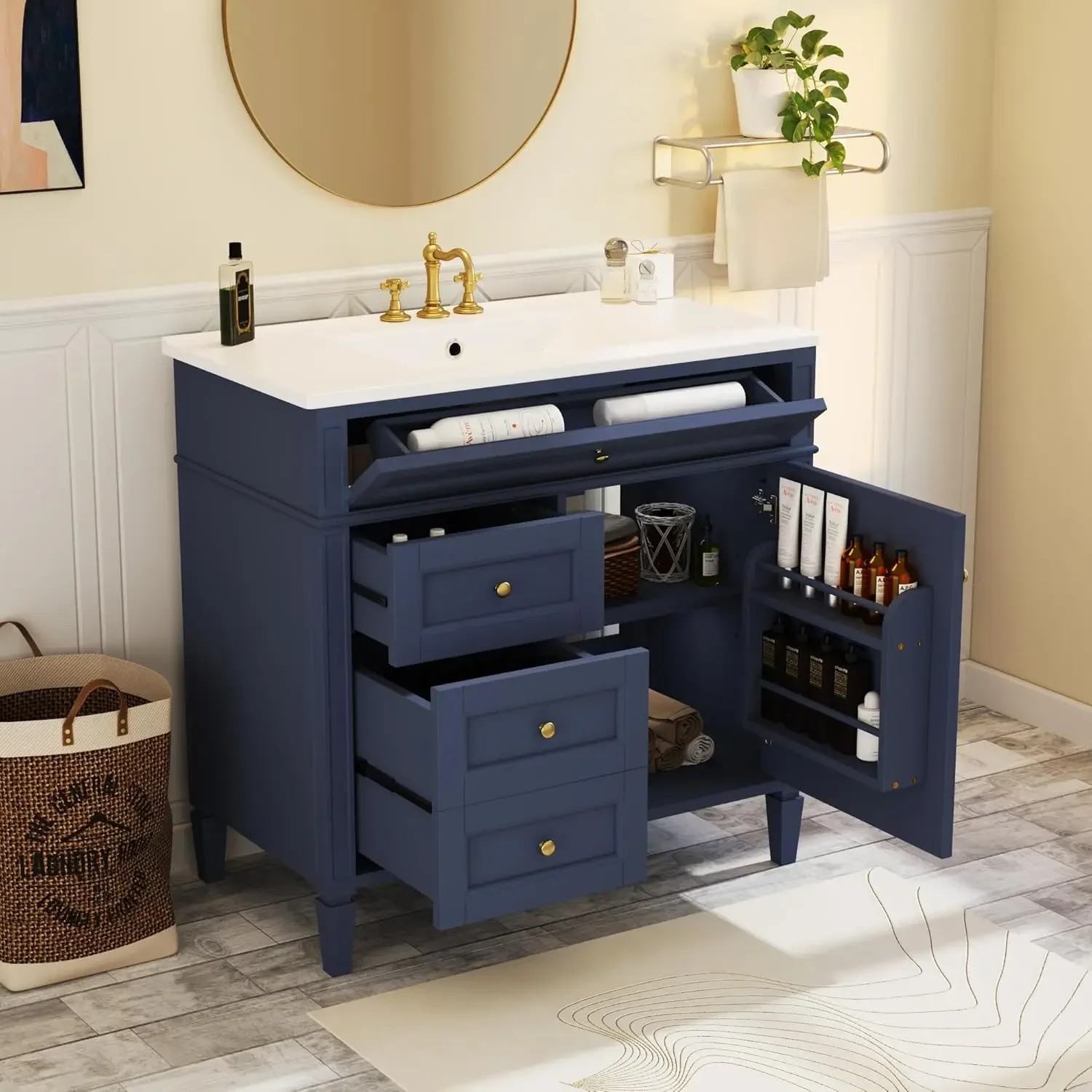 36 Inch Bathroom Vanity with Sink Combo, Solid Wood Frame Bathroom Vanities, Bathroom Sink Cabinet with Undermount Sink
36 Inch Bathroom Vanity with Sink Combo, Solid Wood Frame Bathroom Vanities, Bathroom Sink Cabinet with Undermount Sink
