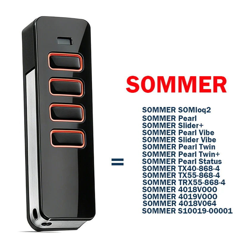 SOMMER 868MHz Pearl Vibe Twin Status 4018 4019 TX55-868-4 4018V000 Garage Remote Control SOMMER SOMloq2 Electric Gate Opener
SOMMER 868MHz Pearl Vibe Twin Status 4018 4019 TX55-868-4 4018V000 Garage Remote Control SOMMER SOMloq2 Electric Gate Opener