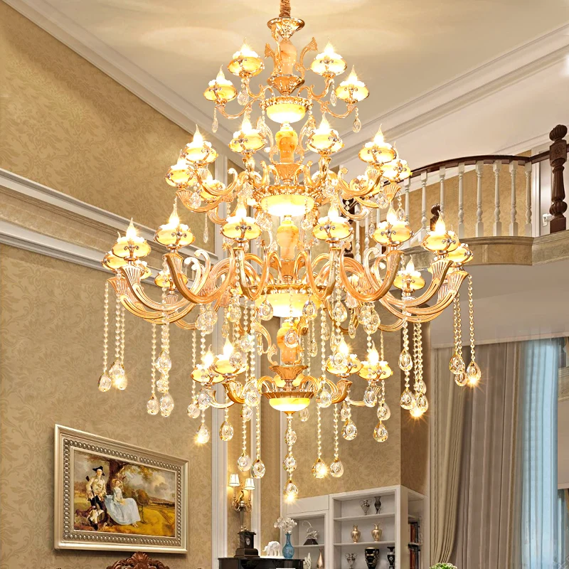 European Gold Crystal Ceiling Lamp for Staircase Luxury Living Room Lobby Hanging Light Home Decor Large Cristal Lamps
European Gold Crystal Ceiling Lamp for Staircase Luxury Living Room Lobby Hanging Light Home Decor Large Cristal Lamps