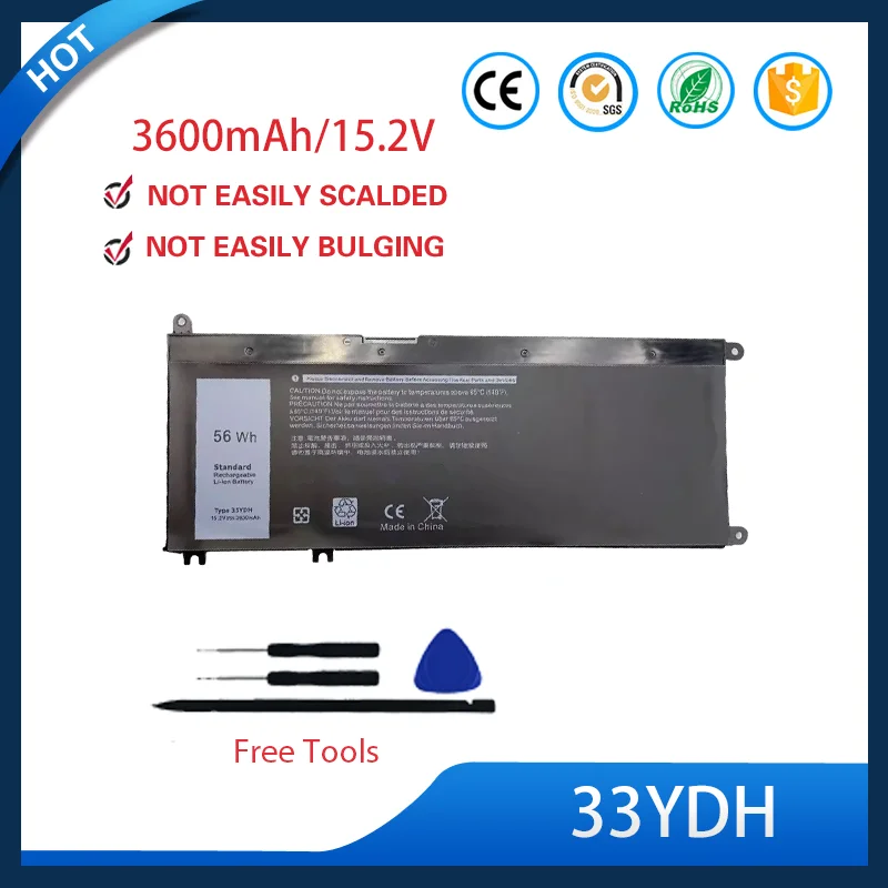 33YDH 15.2V 3600mAh High Capacity Li ion Replacement Battery for Dell G3 3579 15 7577 17 3779 G5 5587 7588 Laptop Long Life Safe
33YDH 15.2V 3600mAh High Capacity Li ion Replacement Battery for Dell G3 3579 15 7577 17 3779 G5 5587 7588 Laptop Long Life Safe