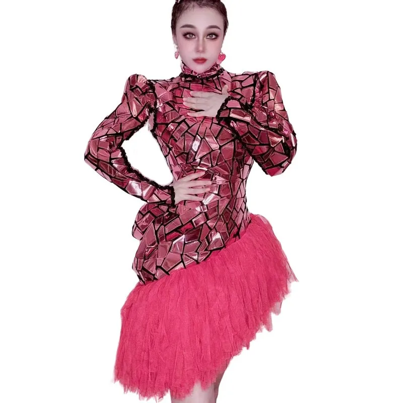 Singer Performer Stage Party Pink Laser Mirror Tassel Short Dress Women Birthday Celebrate Prom Evening Concert Club Costume
Singer Performer Stage Party Pink Laser Mirror Tassel Short Dress Women Birthday Celebrate Prom Evening Concert Club Costume