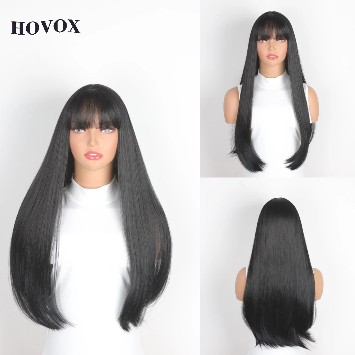 HOVOX Синтетический женский парик Модный модный очаровательный длинный прямой черный парик из высокотемпературного волокна
HOVOX Синтетический женский парик Модный модный очаровательный длинный прямой черный парик из высокотемпературного волокна