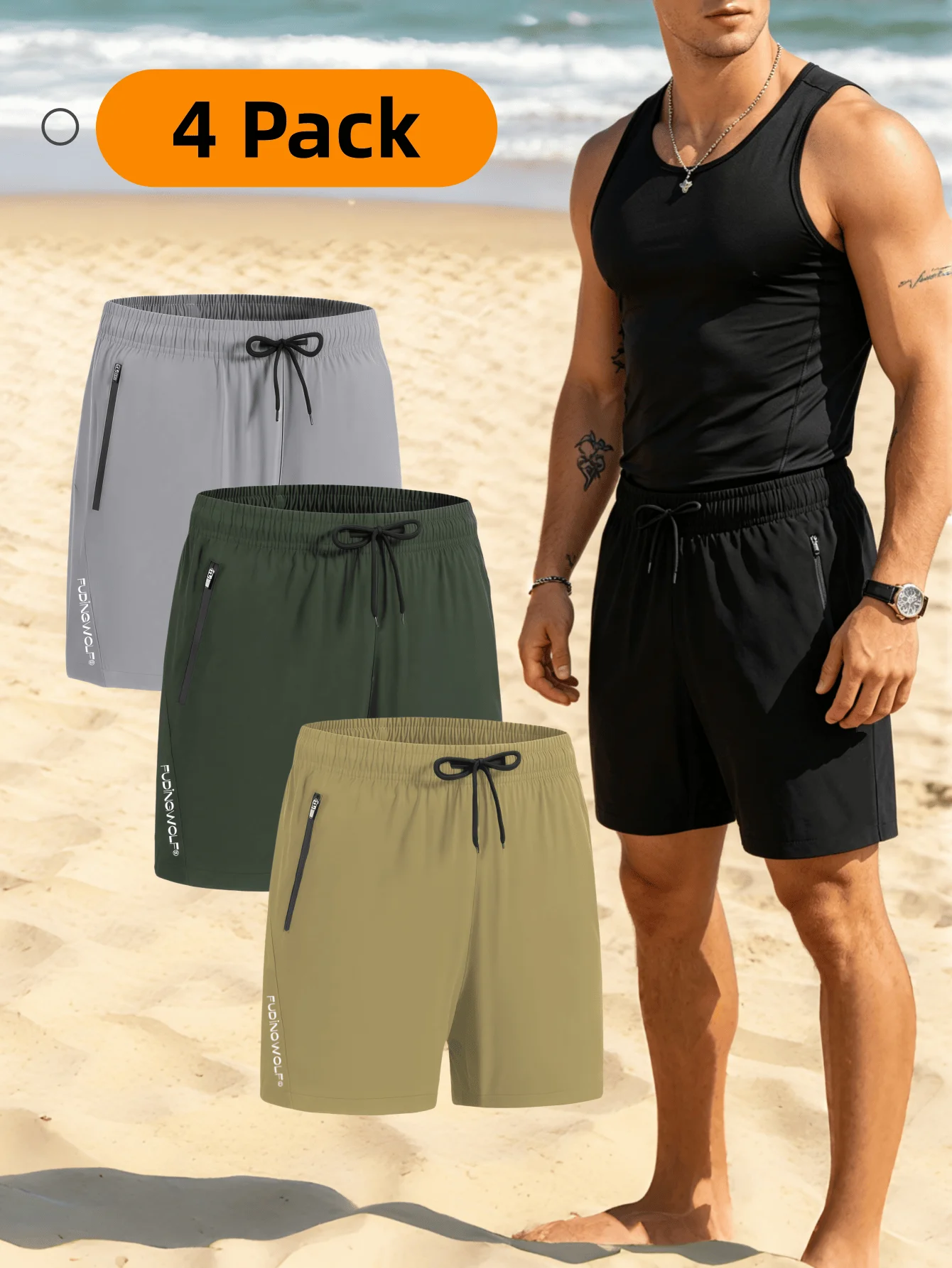 3pcs Men Casual Sport Shorts, Elastic Waist Drawstring Quick Dry Summer Shorts With Zipper Pockets, Comfortable For Gym, Outdoor
3pcs Men Casual Sport Shorts, Elastic Waist Drawstring Quick Dry Summer Shorts With Zipper Pockets, Comfortable For Gym, Outdoor