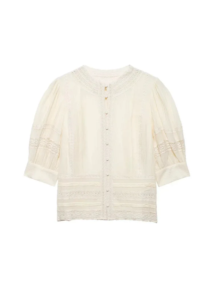 Dave&Di Spring And Summer Women's Clothing European And American Style Fashionable Lace Decoration Romantic Style Shirt
Dave&Di Spring And Summer Women's Clothing European And American Style Fashionable Lace Decoration Romantic Style Shirt