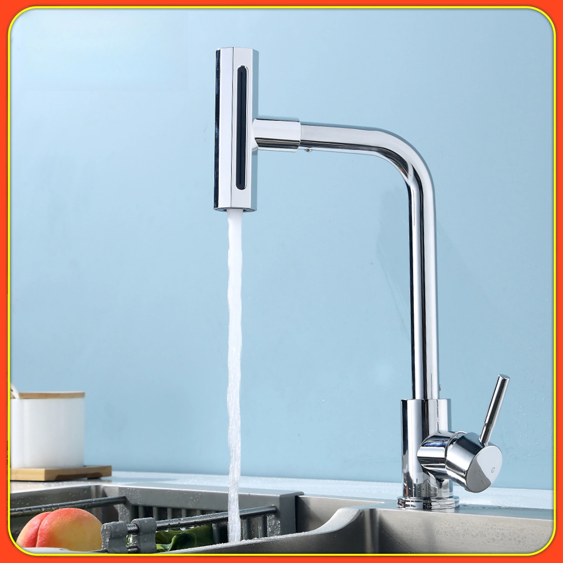 The Kitchen Is Thickened with Rain and Waterfall and The Universal Faucet Is Waterfall and Universal Pull-out Rotation
The Kitchen Is Thickened with Rain and Waterfall and The Universal Faucet Is Waterfall and Universal Pull-out Rotation