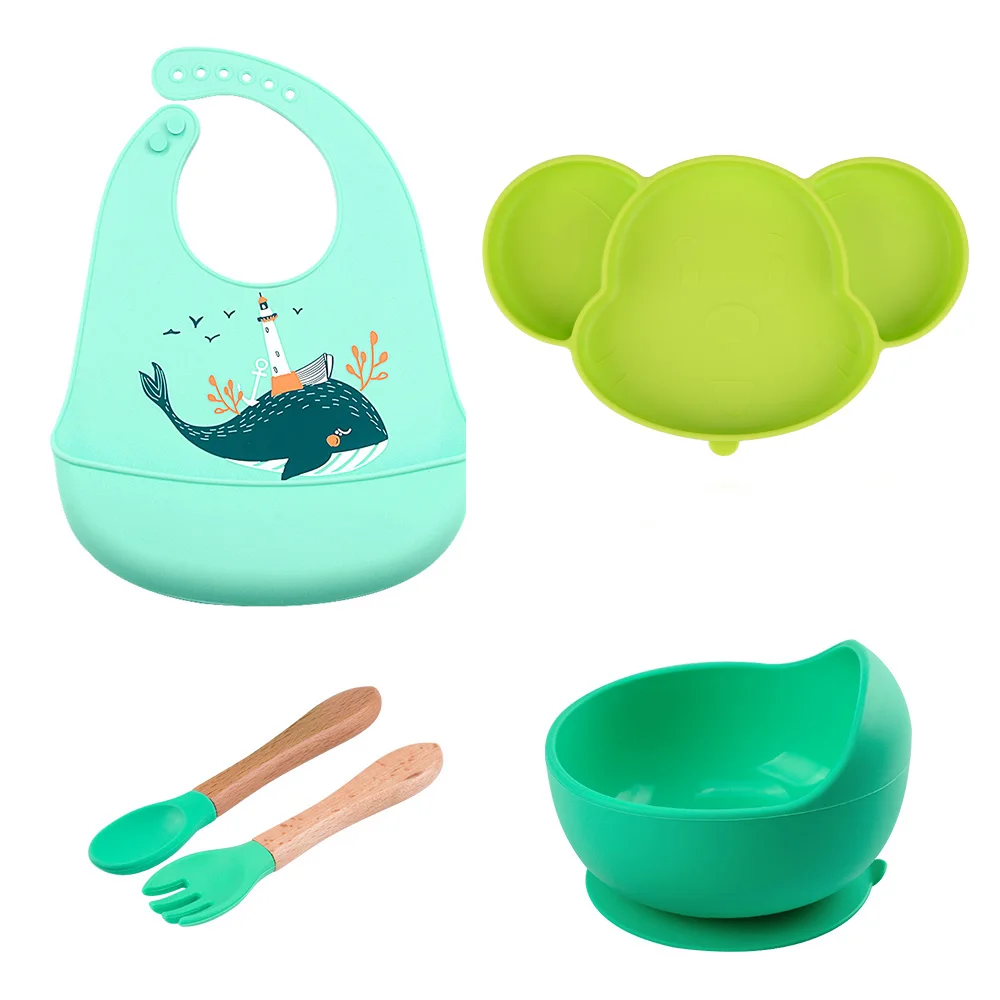 Baby Tableware Silicone Dishes Non-slip Children's Dishes Suction Bowl Cup Spoon Fork Sets BPA Free Silicone Bibs
Baby Tableware Silicone Dishes Non-slip Children's Dishes Suction Bowl Cup Spoon Fork Sets BPA Free Silicone Bibs
