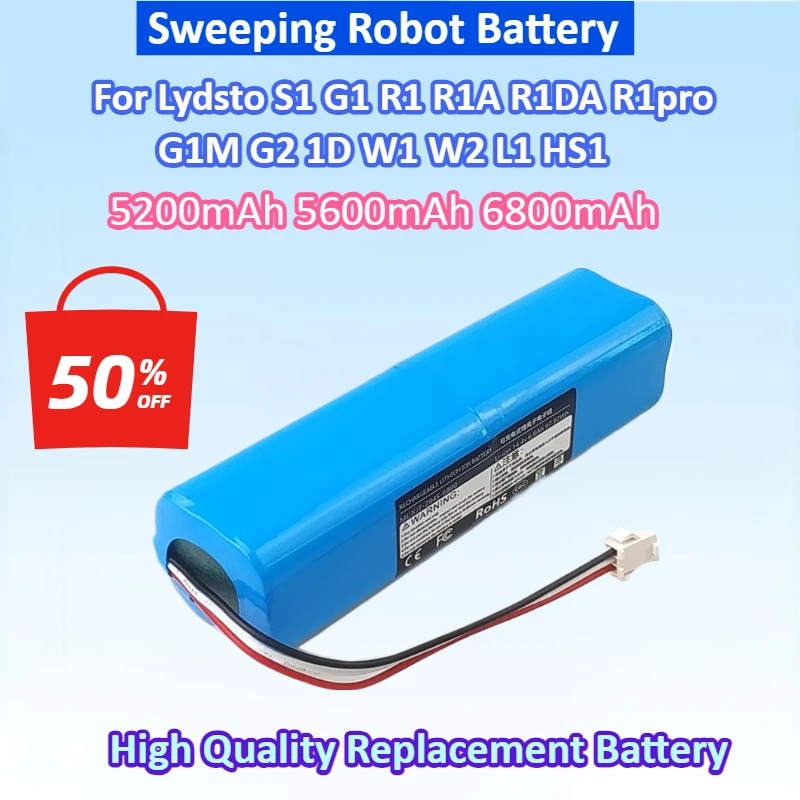NEW 5200mAh 5600mAh 6800mAh For Lydsto S1 G1 R1 R1A R1DA R1pro G1M G2 1D W1 W2 L1 HS1 Sweeping Robot Lithium Battery
NEW 5200mAh 5600mAh 6800mAh For Lydsto S1 G1 R1 R1A R1DA R1pro G1M G2 1D W1 W2 L1 HS1 Sweeping Robot Lithium Battery