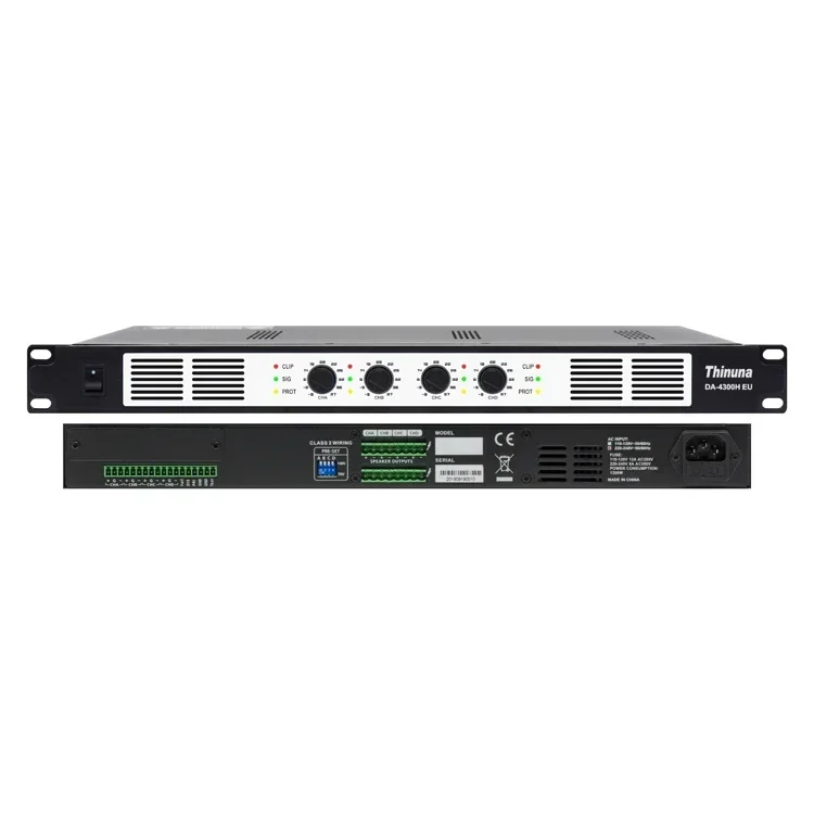 Thinuna DA-4150H EU Commercial Class D 4 Channel 150 Watt 1U Digital Amplifier PA Public Address System Power Amplifier
Thinuna DA-4150H EU Commercial Class D 4 Channel 150 Watt 1U Digital Amplifier PA Public Address System Power Amplifier
