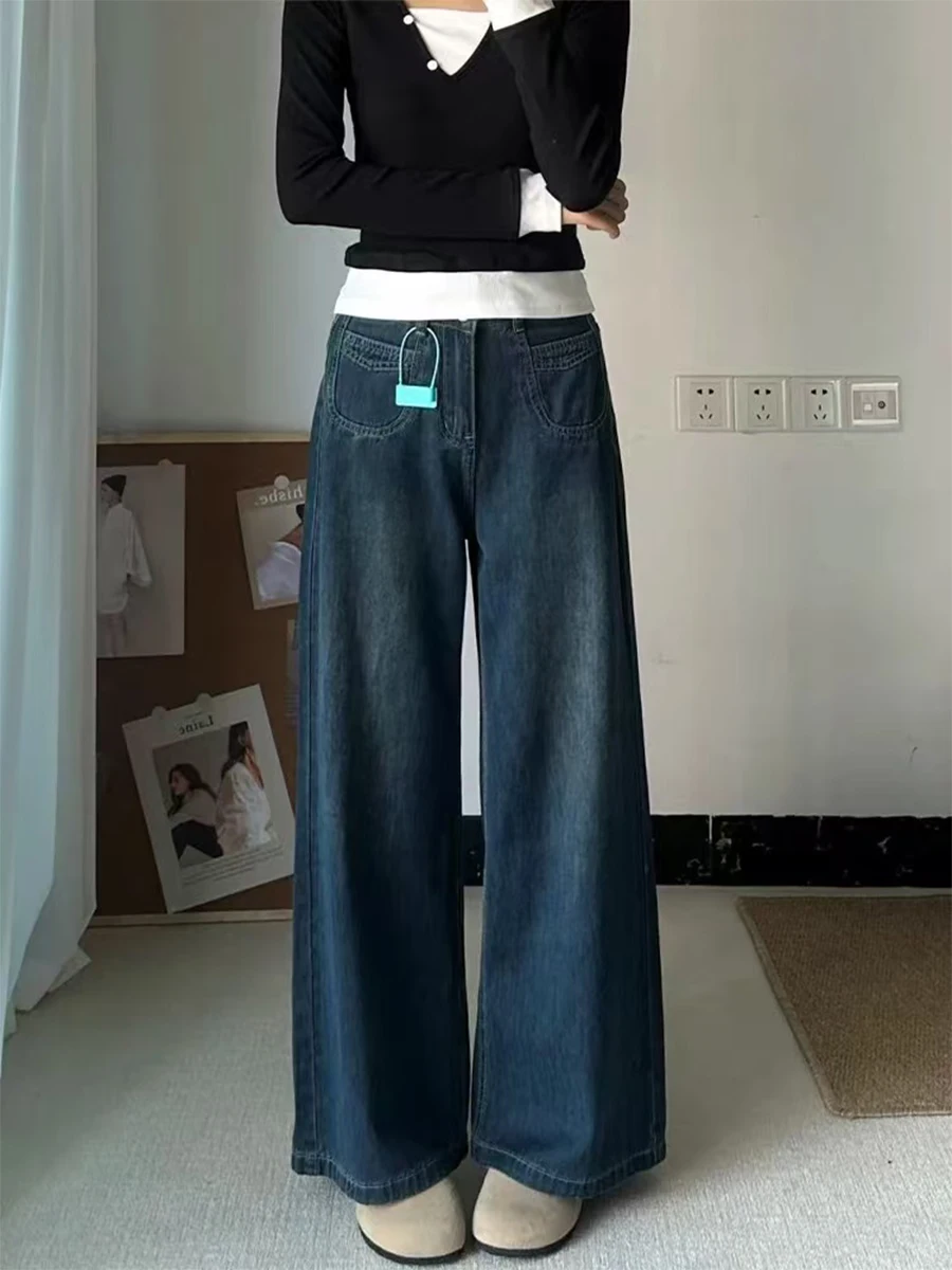 Джинсы женские прямые с высокой талией больших размеров, свободного кроя, широкие штанины, длиной в пол, для весны и осени, для фигуры «груша»
Джинсы женские прямые с высокой талией больших размеров, свободного кроя, широкие штанины, длиной в пол, для весны и осени, для фигуры «груша»