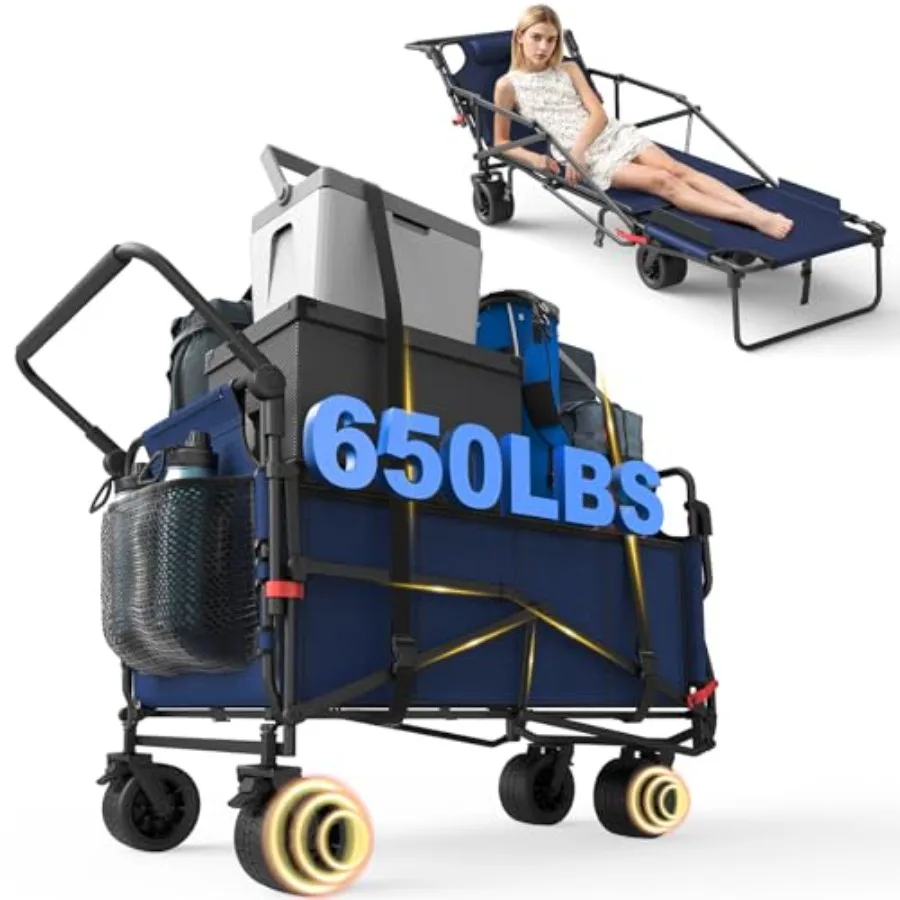 Heavy Duty Folding Wagon for outdoor hauling steel frame blue 650lb capacity all-terrain wheels with brakes and side pockets
Heavy Duty Folding Wagon for outdoor hauling steel frame blue 650lb capacity all-terrain wheels with brakes and side pockets