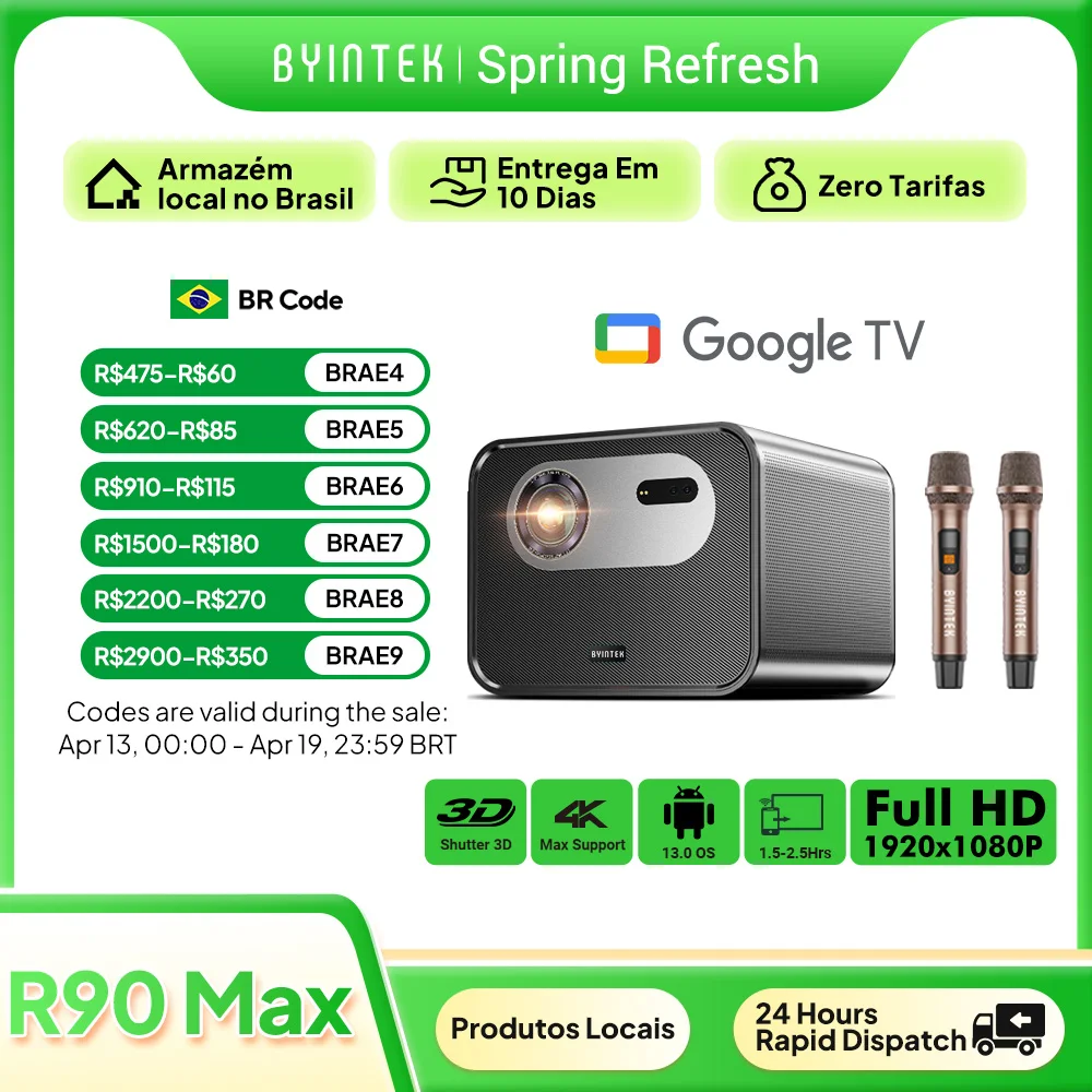 BYINTEK R90 Max Full HD 1080P Projector 4K DLP 2200 ANSI Lumens Android TV 11.0 3D 4K Supported Smart Home Theater Projector
BYINTEK R90 Max Full HD 1080P Projector 4K DLP 2200 ANSI Lumens Android TV 11.0 3D 4K Supported Smart Home Theater Projector