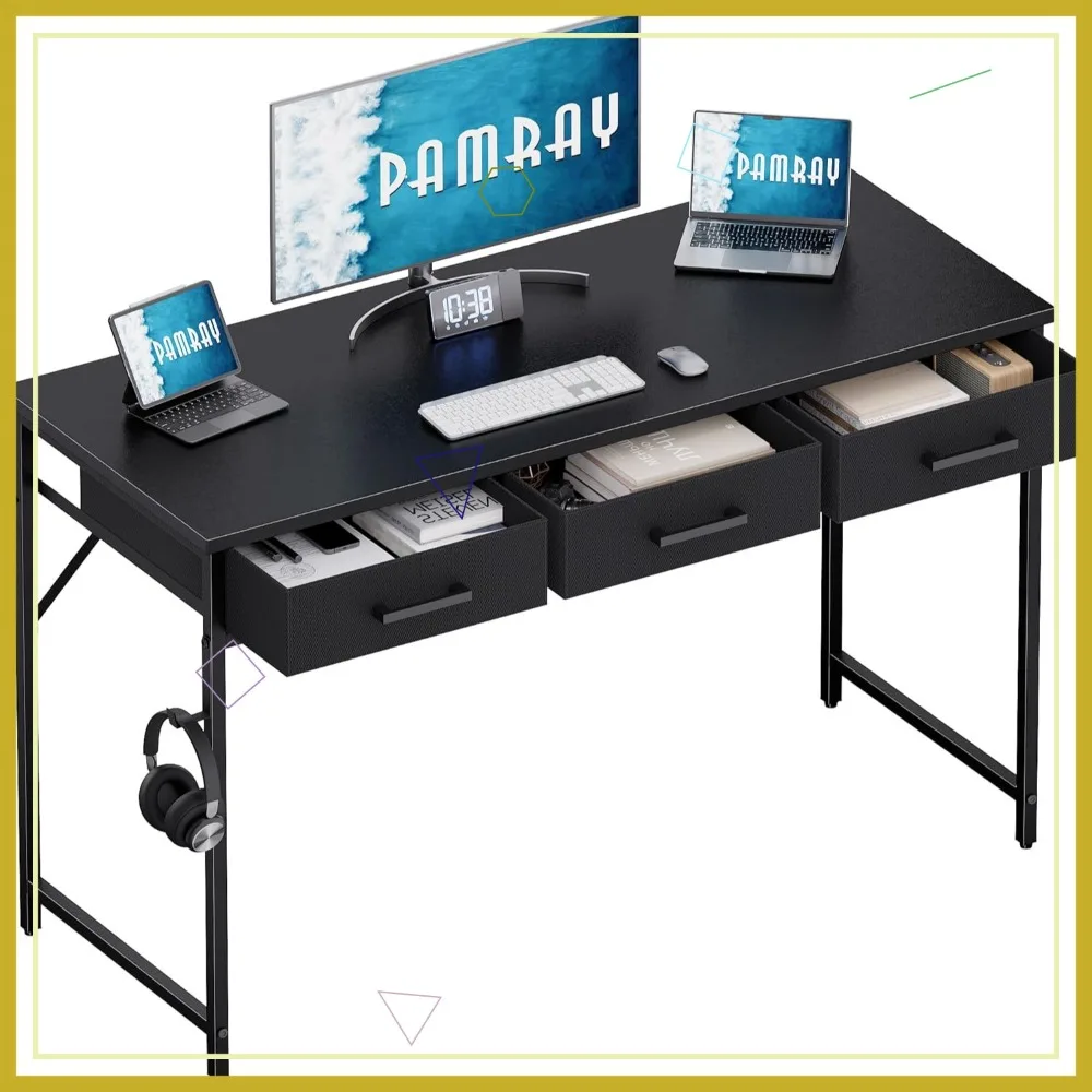 47 Inch Small Computer Desk with 3 Drawers for Bedroom Study Writing Home Office Table for Small Spaces Black
47 Inch Small Computer Desk with 3 Drawers for Bedroom Study Writing Home Office Table for Small Spaces Black