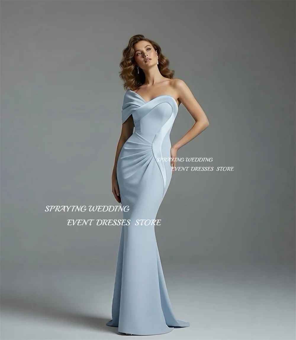 SPRAYING Elegant Sky Blue Satin Arabia Evening Dresses Sexy One-Shoulder Party Dress Mermaid Long Formal Event Dress Customized
SPRAYING Elegant Sky Blue Satin Arabia Evening Dresses Sexy One-Shoulder Party Dress Mermaid Long Formal Event Dress Customized
