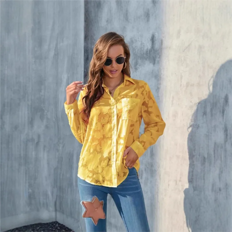 Women Chiffon Jacquard Blouse Plus Size Long Sleeve Mesh See Through Casual Streetwear Solid Shirts Autumn Ladies Oversize Tops
Women Chiffon Jacquard Blouse Plus Size Long Sleeve Mesh See Through Casual Streetwear Solid Shirts Autumn Ladies Oversize Tops