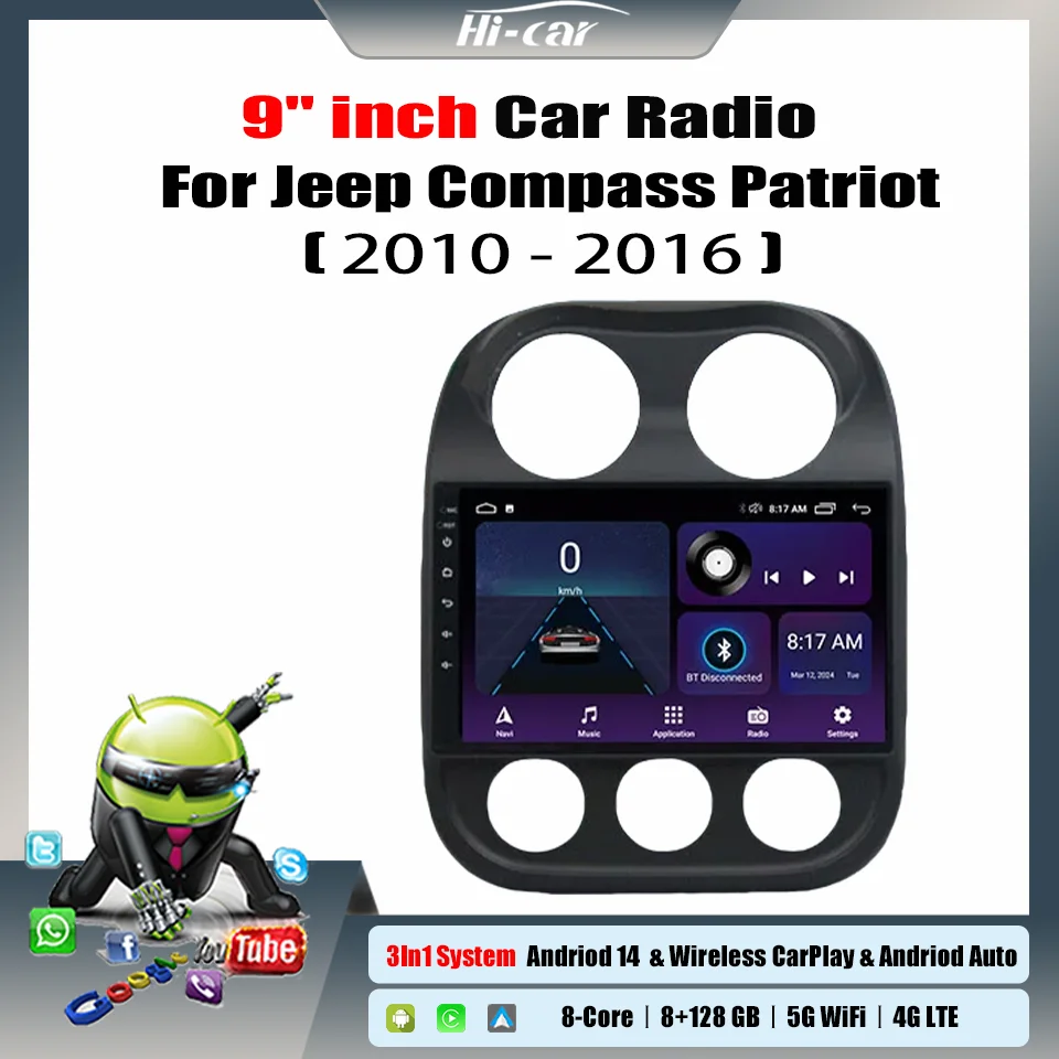 2 Din Android14 Car Radio For Jeep Compass Patriot 2010-2016 Autoradio 4GLte + Wifi GPS Navigation Carplay DSP Multimedia Player
2 Din Android14 Car Radio For Jeep Compass Patriot 2010-2016 Autoradio 4GLte + Wifi GPS Navigation Carplay DSP Multimedia Player