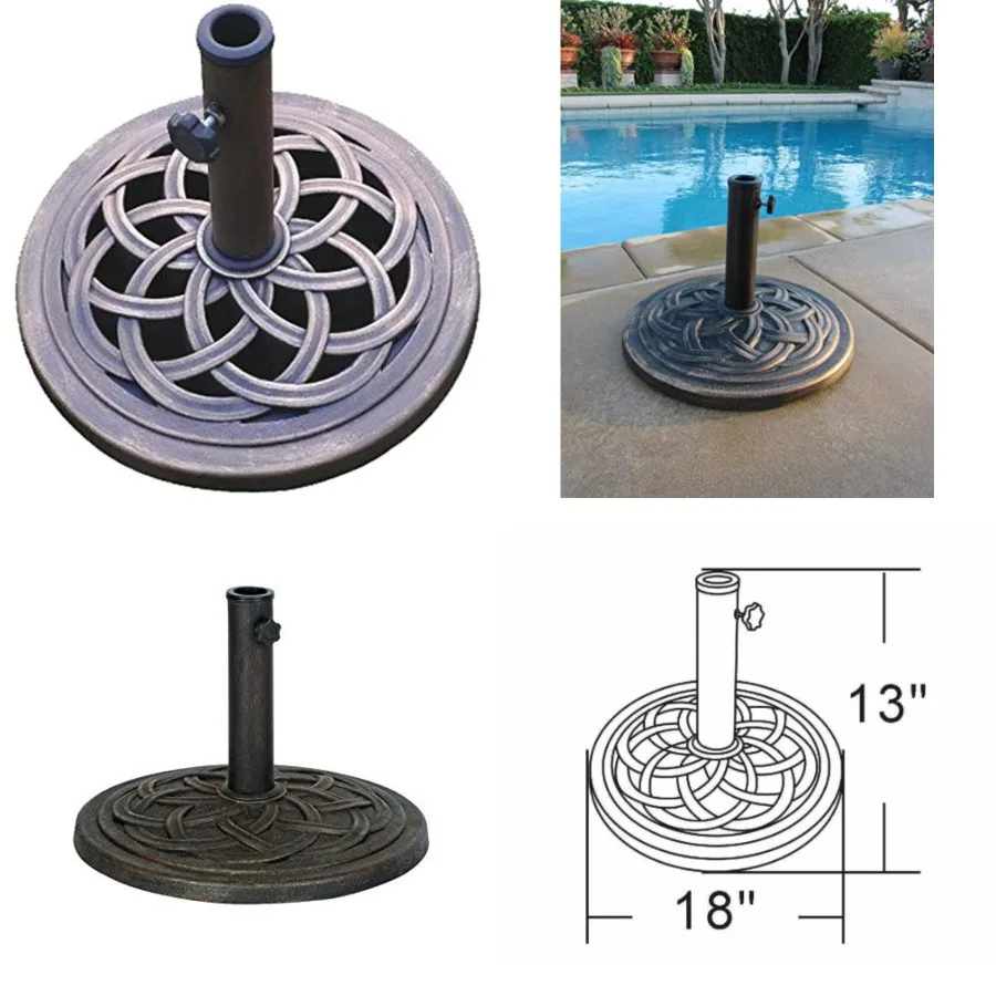 UBP18181-BR Cast Stone Umbrella Base, Made from Rust Free Composite Materials, Bronze Powder Coated Finish
UBP18181-BR Cast Stone Umbrella Base, Made from Rust Free Composite Materials, Bronze Powder Coated Finish