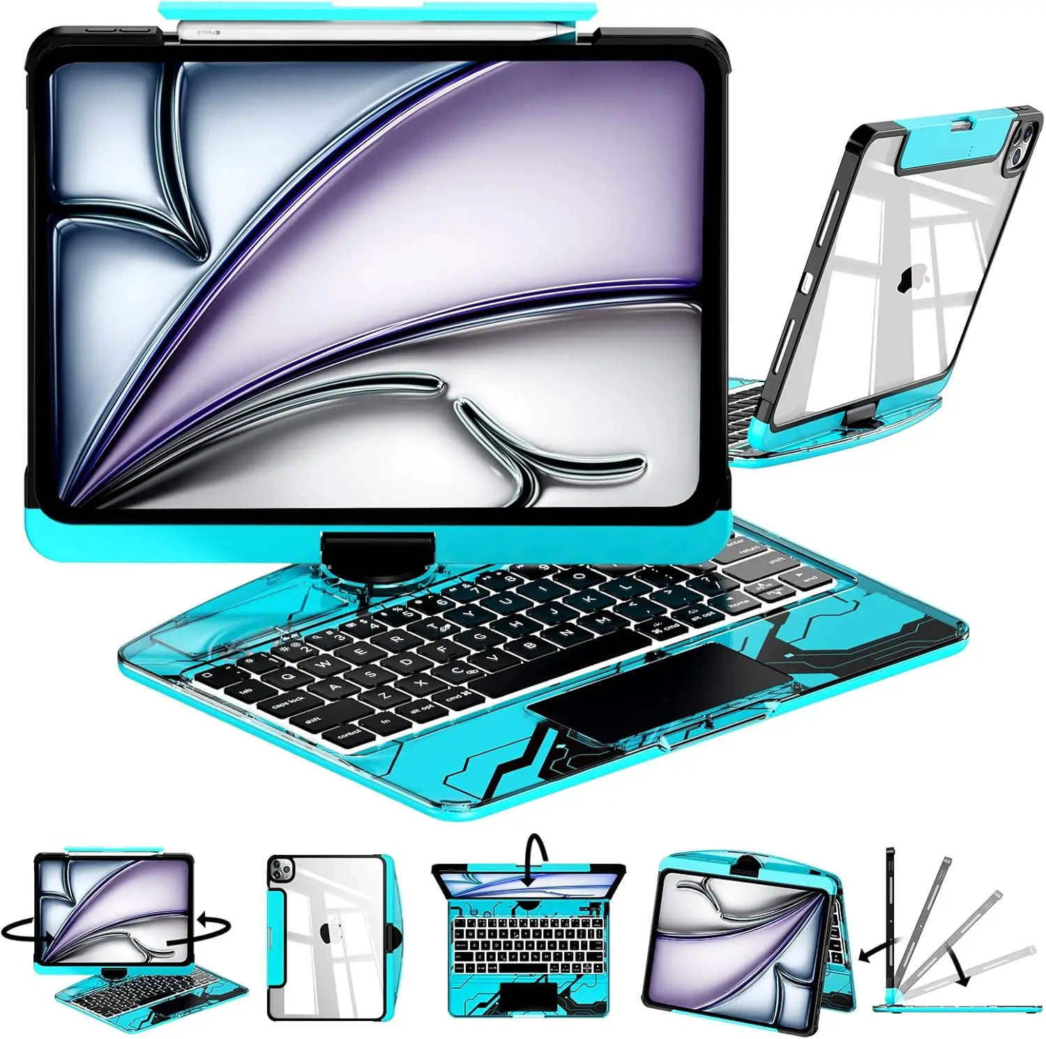 360°Rotatable Keyboard Case for iPad Air6 11inch,Pro 11inch(2018-2022) Air M3 2025 with 7 Color Backlight Trackpad Keyboard Case
360°Rotatable Keyboard Case for iPad Air6 11inch,Pro 11inch(2018-2022) Air M3 2025 with 7 Color Backlight Trackpad Keyboard Case