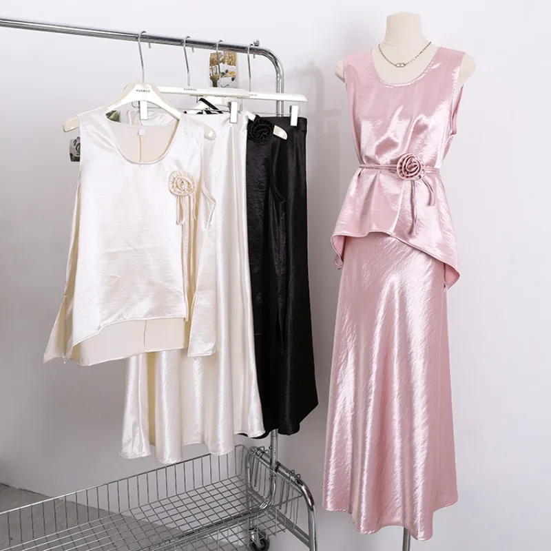 Gothiscyn Satin Skirt Set Women's Summer O-neck Vest Top High Waisted Mermaid Skirt Two-piece Set Fashion Female Clothes
Gothiscyn Satin Skirt Set Women's Summer O-neck Vest Top High Waisted Mermaid Skirt Two-piece Set Fashion Female Clothes