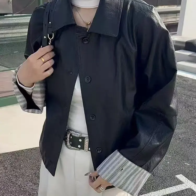 2026 European Design Premium Color-Block Padded Leather Jacket with Flared Collar and Motorcycling Style Yellow Green Black Coat
2026 European Design Premium Color-Block Padded Leather Jacket with Flared Collar and Motorcycling Style Yellow Green Black Coat