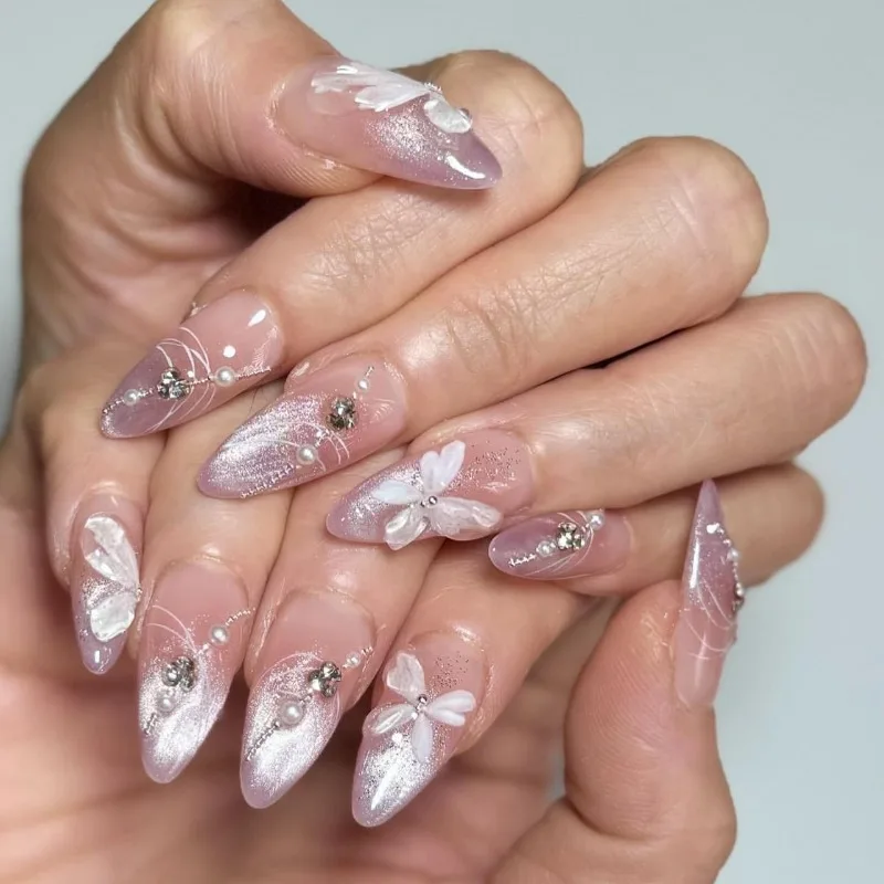 24pcs French Purple Cat Eye Gradient Nail Tips Rhinestone Chain Almond Press on Nails 3d Butterfly Flower Decorated False Nails
24pcs French Purple Cat Eye Gradient Nail Tips Rhinestone Chain Almond Press on Nails 3d Butterfly Flower Decorated False Nails