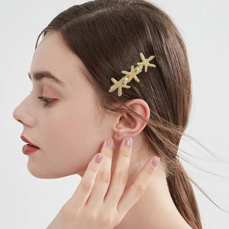 1pc New fashionable ocean style pearl rhinestone hair clip with metal starfish fringe edge clip
1pc New fashionable ocean style pearl rhinestone hair clip with metal starfish fringe edge clip