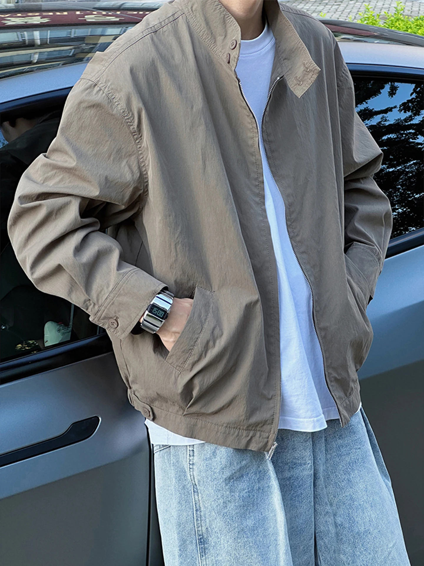 Cé Brown ort Harington Workwear Jaet Men's Korean Retro Trendy Brand Stand Collar Top Cleanfit Outerwear
Cé Brown ort Harington Workwear Jaet Men's Korean Retro Trendy Brand Stand Collar Top Cleanfit Outerwear