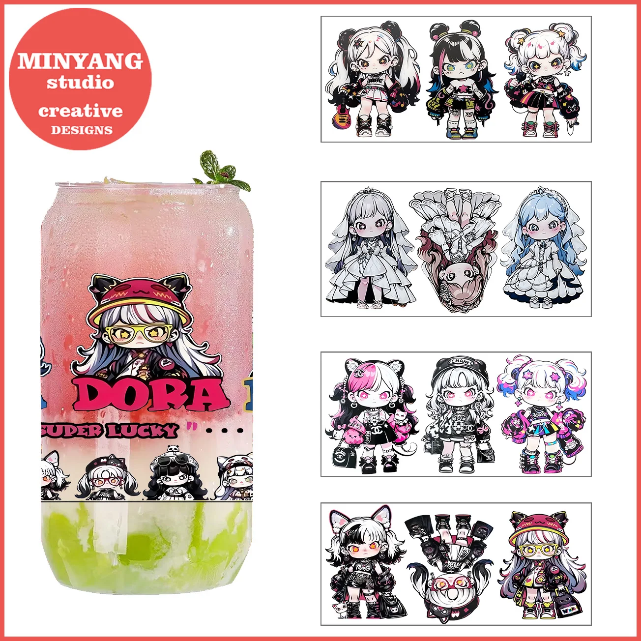 Cartoon girl peel waterproof DIY Decals 3D transfers uvdtf crystal stickers 16oz uv dtf cup wraps for Libbey Glasses
Cartoon girl peel waterproof DIY Decals 3D transfers uvdtf crystal stickers 16oz uv dtf cup wraps for Libbey Glasses
