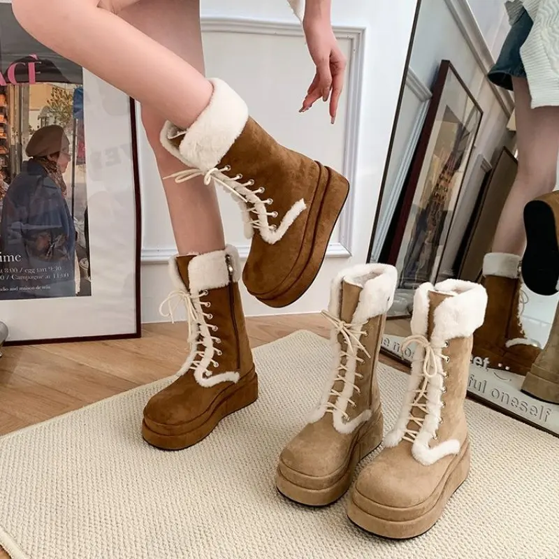 2024 NEW Platform Snow Boots For Women Fur Goth Fashion Comfortable Mid Calf Boots Wedge Casual Winter Warm Shoes Fashion Casual
2024 NEW Platform Snow Boots For Women Fur Goth Fashion Comfortable Mid Calf Boots Wedge Casual Winter Warm Shoes Fashion Casual