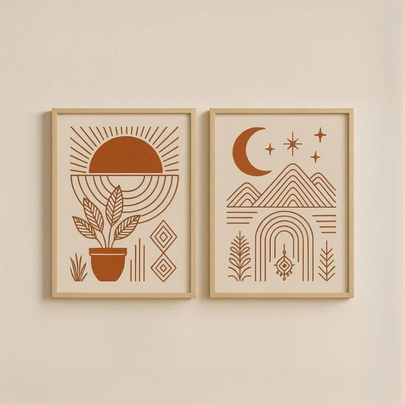 2pcs Boho Mid-Century Art Print Set, Frameless Ethnic Pattern Canvas Wall Art Posters for Living Room and Bedroom Decortion Gift
2pcs Boho Mid-Century Art Print Set, Frameless Ethnic Pattern Canvas Wall Art Posters for Living Room and Bedroom Decortion Gift