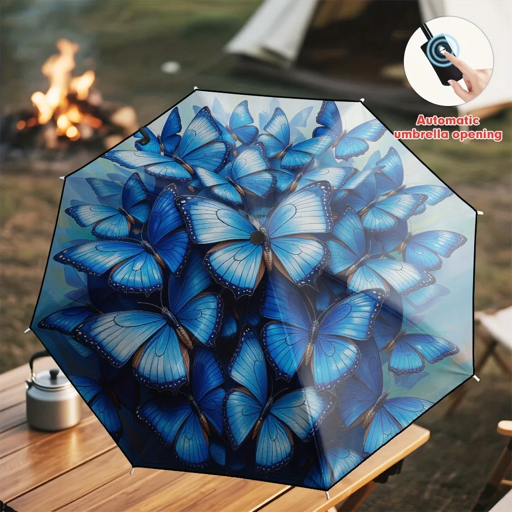 Элегантный автоматический зонт с изображением синей бабочки - прочная железная рама, 8-спицевая конструкция, автоматическое открытие/закрытие, Po
Элегантный автоматический зонт с изображением синей бабочки - прочная железная рама, 8-спицевая конструкция, автоматическое открытие/закрытие, Po