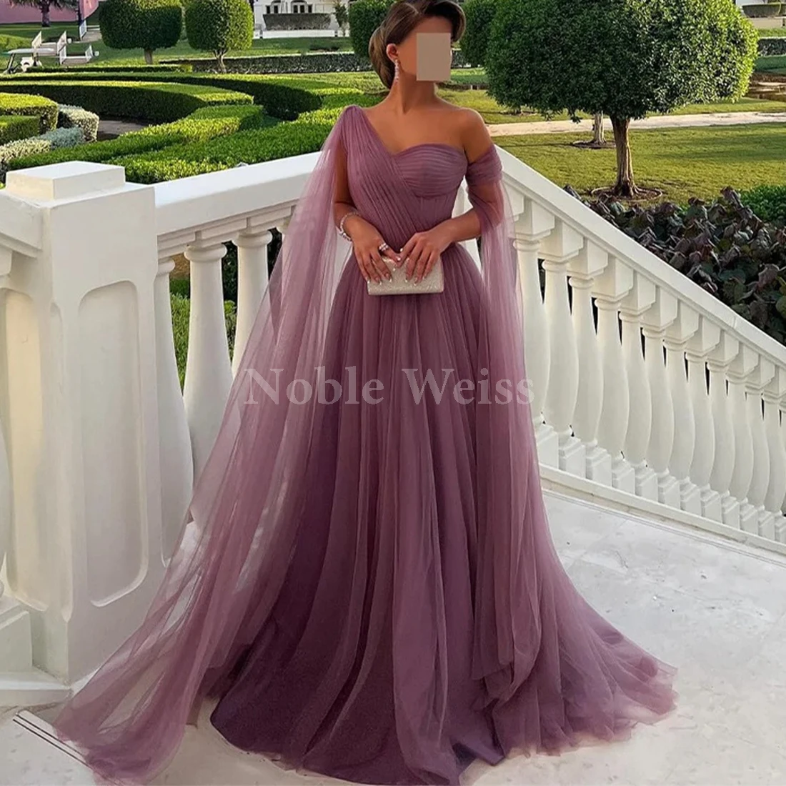 Elegant A-Line Prom Dresses One Shoulder Pleat Tulle Formal Evening Dress Customize
Elegant A-Line Prom Dresses One Shoulder Pleat Tulle Formal Evening Dress Customize