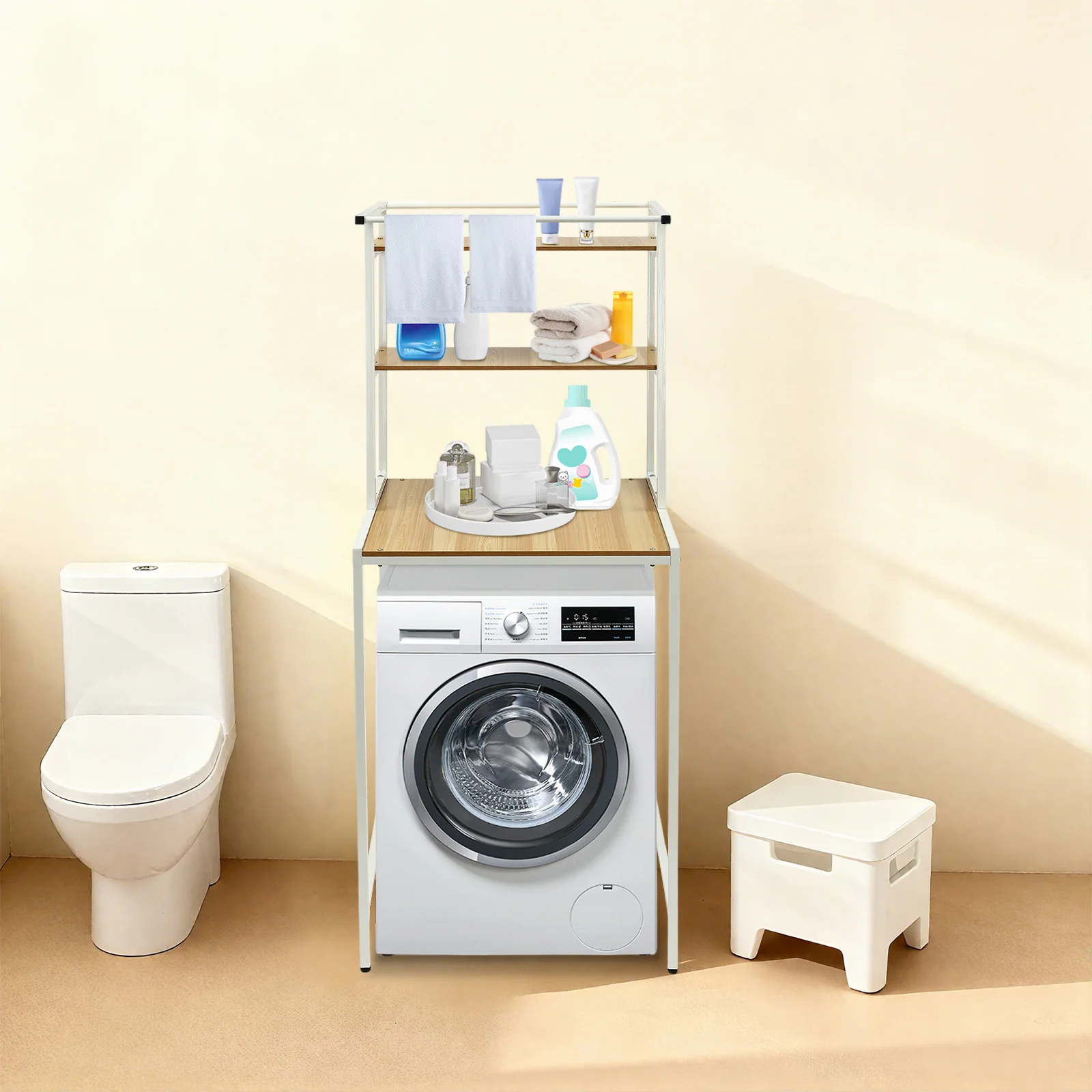 3-Tier Washer and Dryer Storage Shelf, Bathroom Space Saving Organizer Rack, Standing Storage Rack for Laundry Room Organization
3-Tier Washer and Dryer Storage Shelf, Bathroom Space Saving Organizer Rack, Standing Storage Rack for Laundry Room Organization