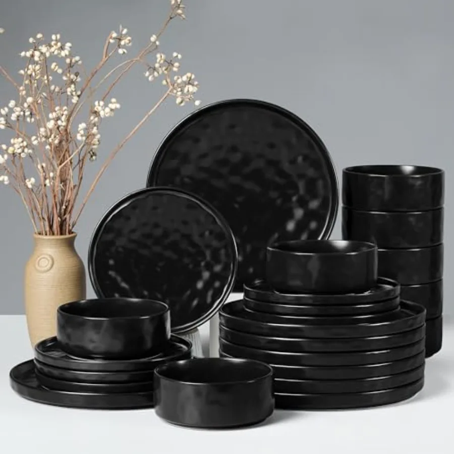 Dinnerware Sets, 24-Piece Plates and Bowls Set, Stoneware Dish Set for 8, Ceramic Dinnerware for Home Restaurant, Chip and Scra
Dinnerware Sets, 24-Piece Plates and Bowls Set, Stoneware Dish Set for 8, Ceramic Dinnerware for Home Restaurant, Chip and Scra