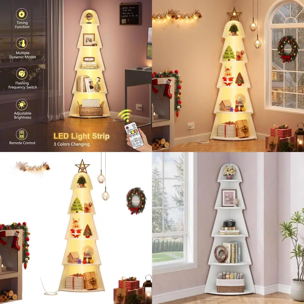 5-уровневая угловая полка в стиле рождественской елки со светодиодной подсветкой, деревянная полка для хранения в стиле лестницы, белая
5-уровневая угловая полка в стиле рождественской елки со светодиодной подсветкой, деревянная полка для хранения в стиле лестницы, белая