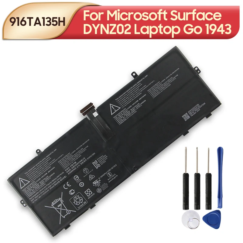 Оригинальный сменный аккумулятор 916TA135H для ноутбука Microsoft Surface DYNZ02 Go 1943 5235 мАч с инструментами
Оригинальный сменный аккумулятор 916TA135H для ноутбука Microsoft Surface DYNZ02 Go 1943 5235 мАч с инструментами