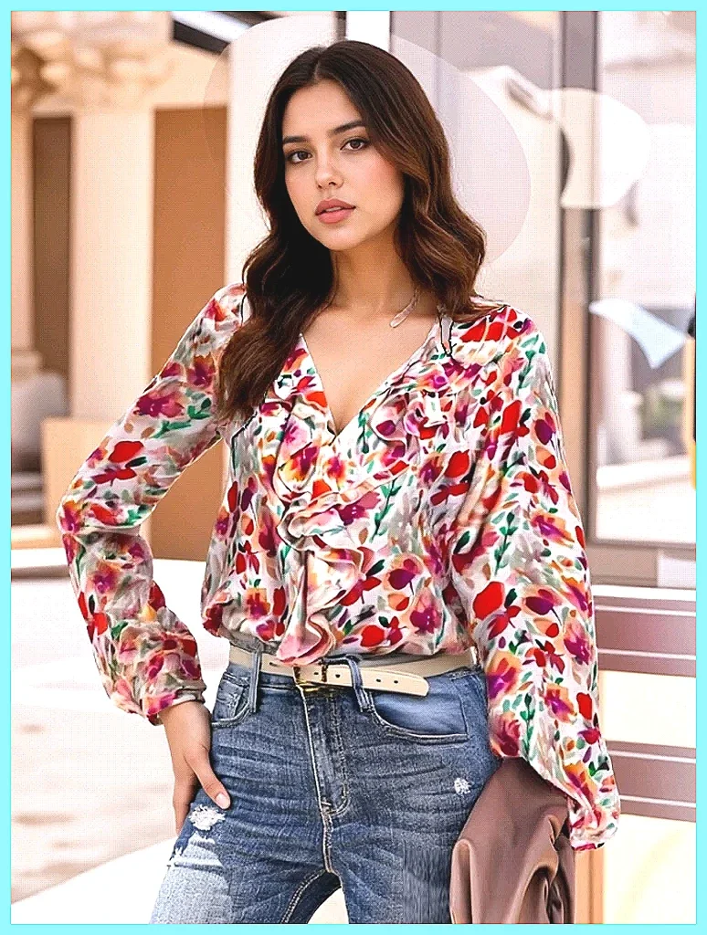 【2025 New】V-Neck Floral Blouse Women, Ruffled Long Sleeve Loose Top, Sweet Casual Office Shirt
【2025 New】V-Neck Floral Blouse Women, Ruffled Long Sleeve Loose Top, Sweet Casual Office Shirt