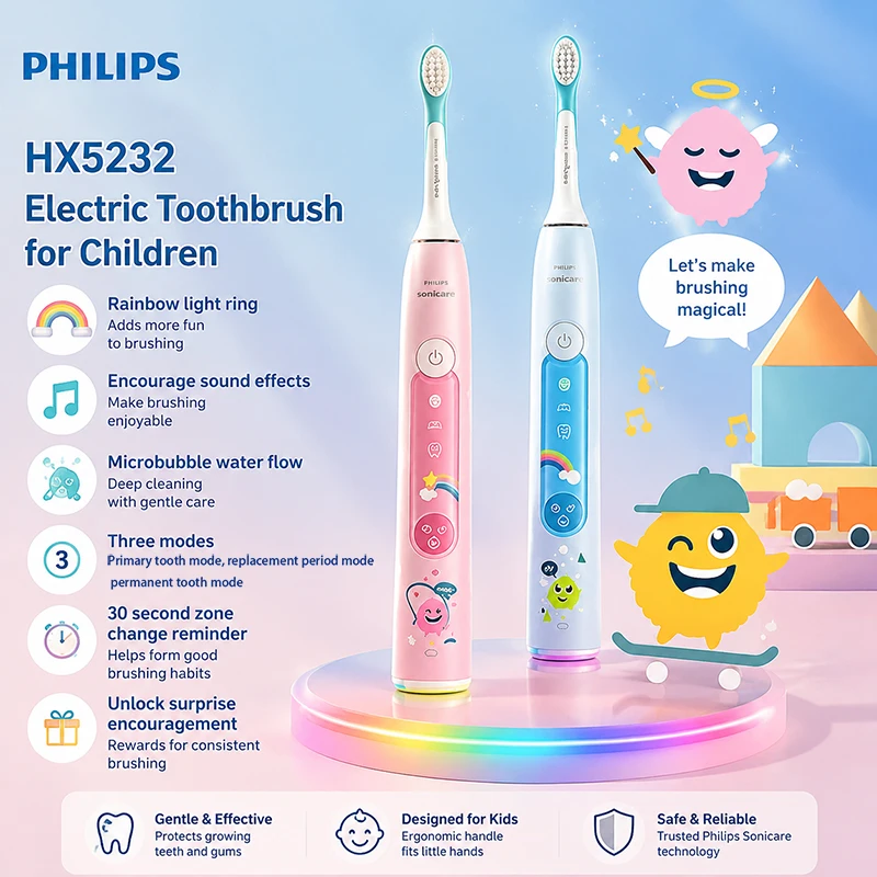Philips HX5232 Children's Electric Toothbrush Waterproof 3 Modes 2-minute Timed Toothbrush Rechargeable Baby Teeth Available
Philips HX5232 Children's Electric Toothbrush Waterproof 3 Modes 2-minute Timed Toothbrush Rechargeable Baby Teeth Available