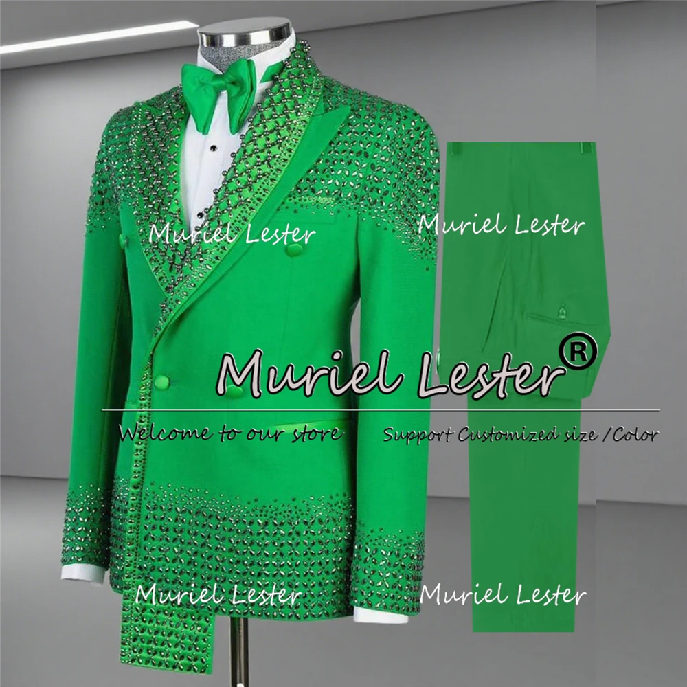 Exclusive Jewelry Stones Suits Men For Wedding Customized 2 Pieces Set Costume Homme Double Breasted Groom Tuxedos Male Outfits
Exclusive Jewelry Stones Suits Men For Wedding Customized 2 Pieces Set Costume Homme Double Breasted Groom Tuxedos Male Outfits