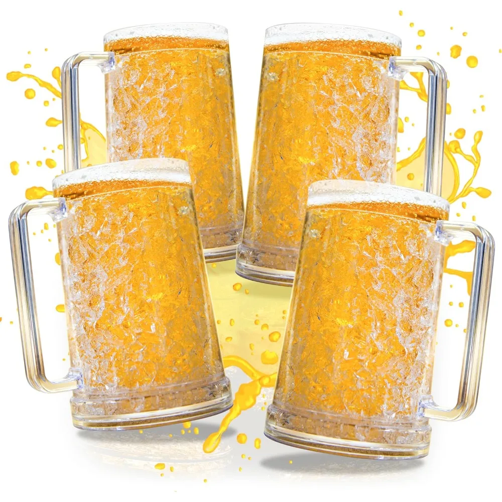 Beer Mugs with Gel Freezer 16 oz, Clear Double Walled Beer Mugs with Handles Set Of 4
Beer Mugs with Gel Freezer 16 oz, Clear Double Walled Beer Mugs with Handles Set Of 4