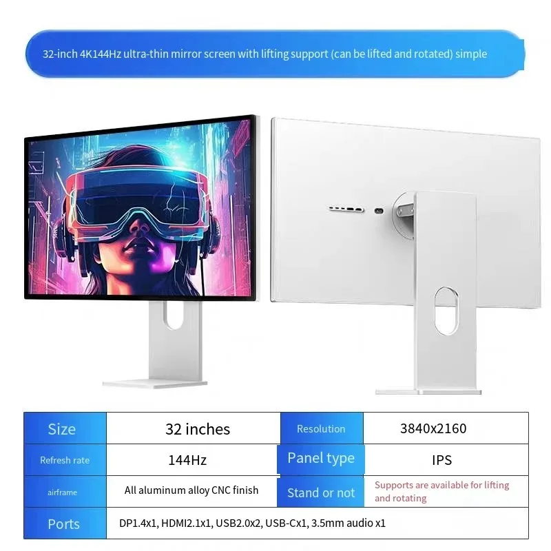 32-дюймовый экран HDMI2.0+DP1.4+USB2.0 Монитор Глянцевый экран 3840*2160 4k 144 Гц Дисплей IPS Type-c 144 Гц Алюминий P32K KUYCON
32-дюймовый экран HDMI2.0+DP1.4+USB2.0 Монитор Глянцевый экран 3840*2160 4k 144 Гц Дисплей IPS Type-c 144 Гц Алюминий P32K KUYCON