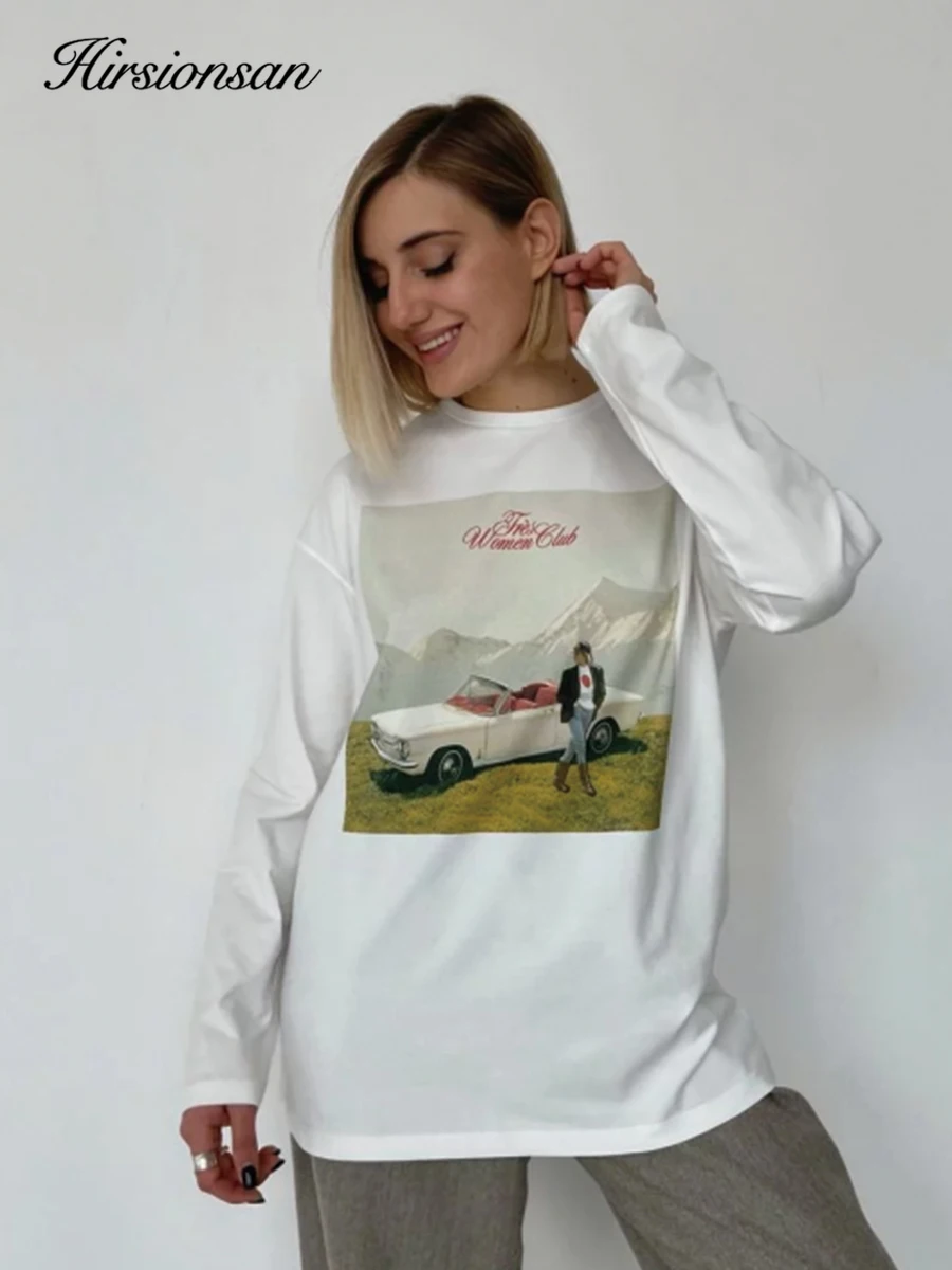 Hirsionsan Letter Printed Long Sleeved T-shirt for Women Loose Fit Pure Cotton Round Neck Basic Top
Hirsionsan Letter Printed Long Sleeved T-shirt for Women Loose Fit Pure Cotton Round Neck Basic Top