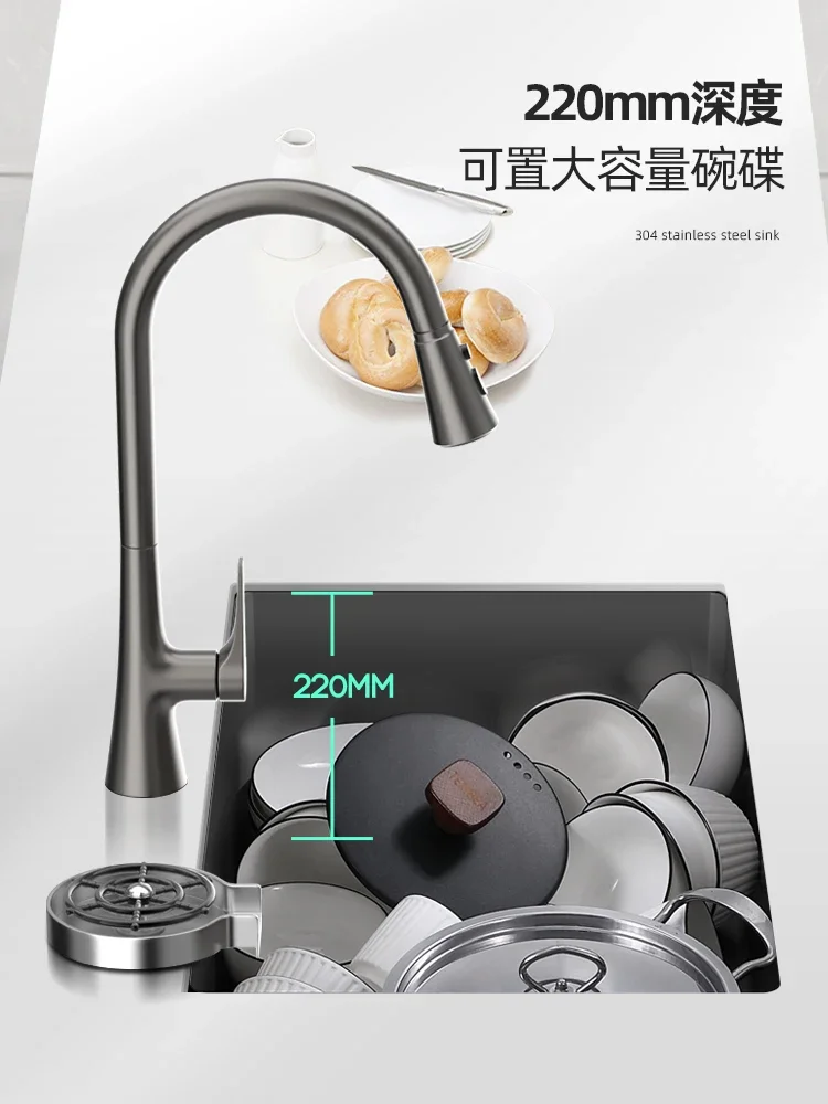 Kitchen gun gray nano stainless steel basin under the table home large single tank
Kitchen gun gray nano stainless steel basin under the table home large single tank